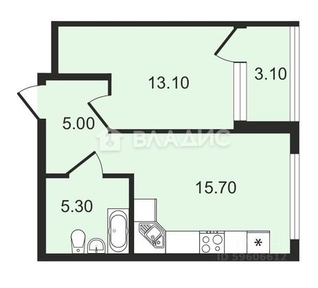 Продажа 1-комнатной квартиры 42,4 м², 2/18 этаж