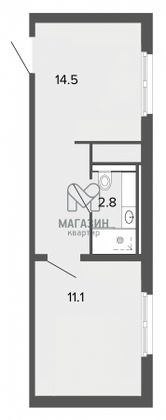 Продажа квартиры-студии 28 м², 5/14 этаж