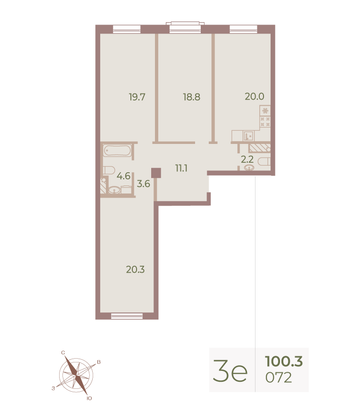 Продажа 3-комнатной квартиры 101,1 м², 6/9 этаж