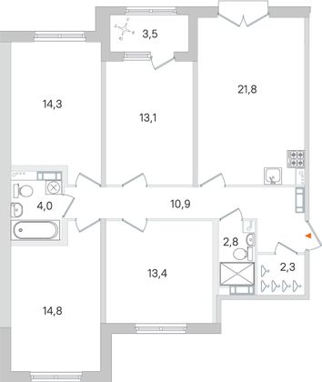 Продажа 4-комнатной квартиры 99,2 м², 3/4 этаж