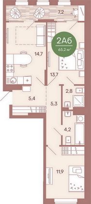 Продажа 2-комнатной квартиры 64,6 м², 10/17 этаж