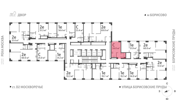 Продажа квартиры-студии 24 м², 36/52 этаж