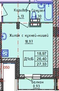 Продажа квартиры-студии 27,3 м², 3/10 этаж