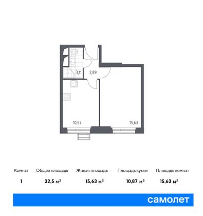 Продажа 1-комнатной квартиры 32,5 м², 4/31 этаж
