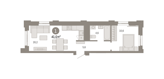 Продажа 1-комнатной квартиры 41 м², 6/7 этаж