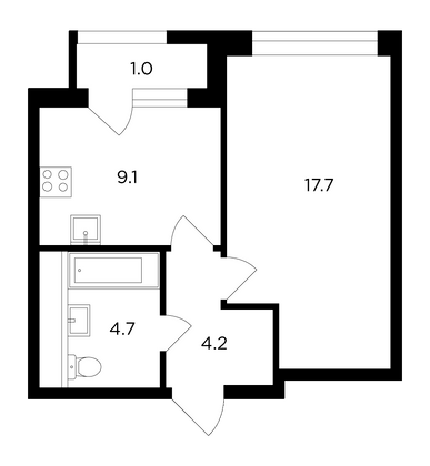 Продажа 1-комнатной квартиры 36,9 м², 22/22 этаж