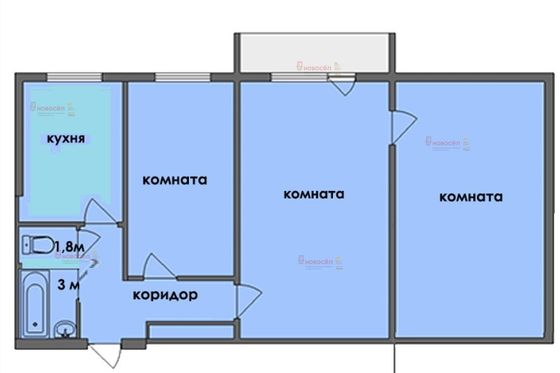 Продажа 3-комнатной квартиры 55 м², 5/5 этаж