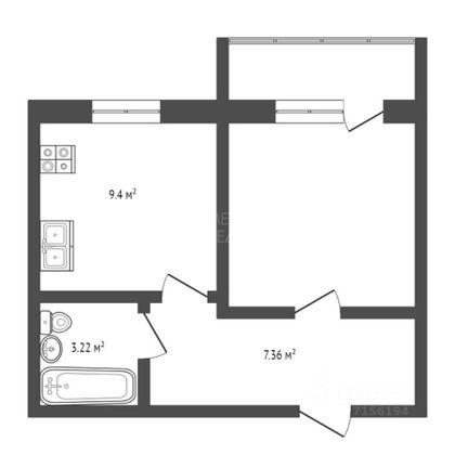 Продажа 1-комнатной квартиры 33,7 м², 1/2 этаж