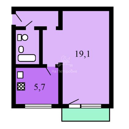 Продажа 1-комнатной квартиры 33,5 м², 6/8 этаж
