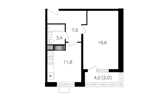 Продажа 1-комнатной квартиры 44,4 м², 17/21 этаж