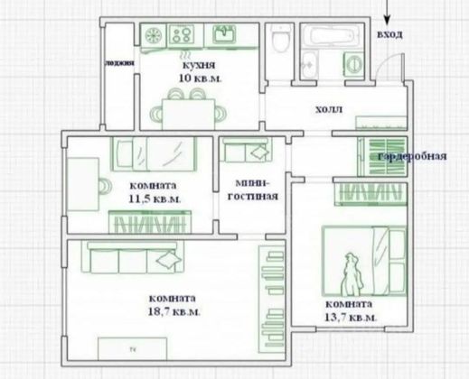 Продажа 3-комнатной квартиры 81 м², 21/22 этаж