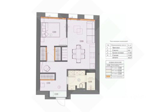 Продажа 1-комнатной квартиры 49,7 м², 3/31 этаж