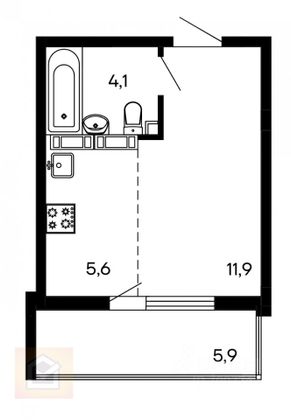 Продажа квартиры-студии 27,5 м², 9/9 этаж