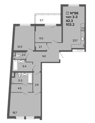 Продажа 4-комнатной квартиры 103,4 м², 4/6 этаж