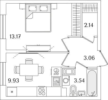 31,8 м², 1-комн. квартира, 3/9 этаж