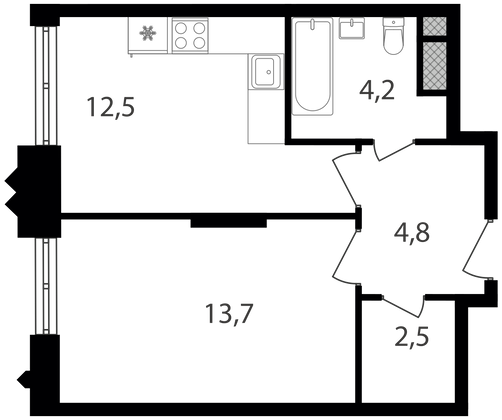 Продажа 1-комнатной квартиры 37,7 м², 19/30 этаж