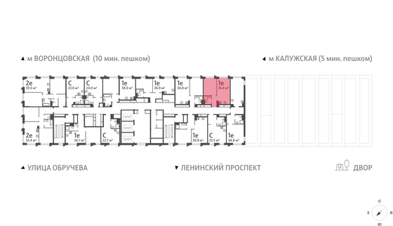 Продажа 1-комнатной квартиры 35,4 м², 37/58 этаж