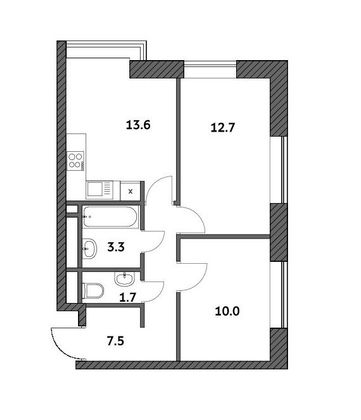 Продажа 2-комнатной квартиры 48,8 м², 3/19 этаж