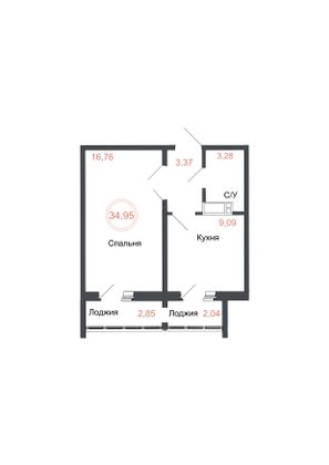 Продажа 1-комнатной квартиры 35 м², 12 этаж