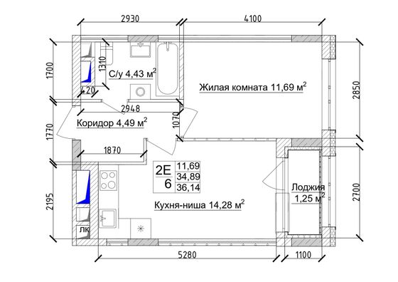 Продажа 2-комнатной квартиры 37,2 м², 12/15 этаж