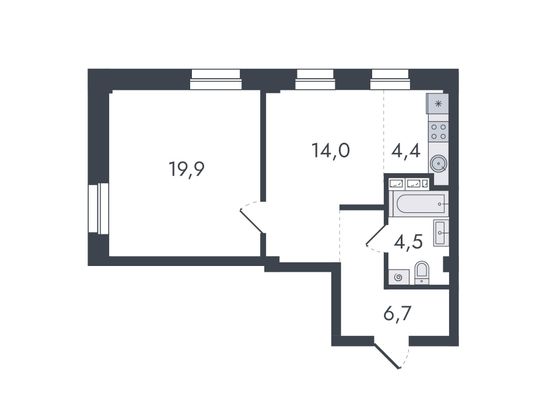 Продажа 2-комнатной квартиры 49,5 м², 10/16 этаж