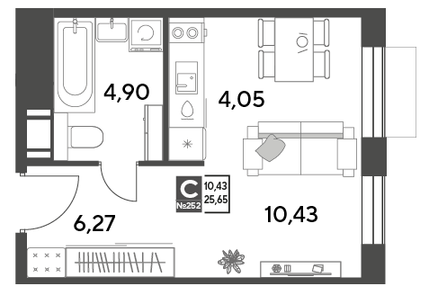 Продажа квартиры-студии 25,6 м², 14/15 этаж