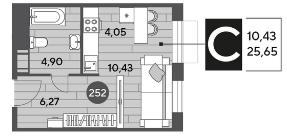 Продажа квартиры-студии 25,6 м², 14/15 этаж