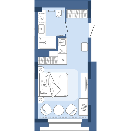 23,3 м², 1-комн. квартира, 21/30 этаж