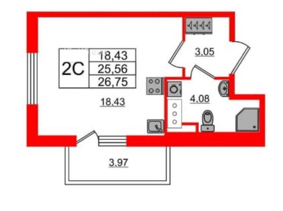 Продажа квартиры-студии 25 м², 24/25 этаж
