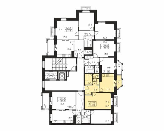 Продажа 1-комнатной квартиры 41,2 м², 2/8 этаж