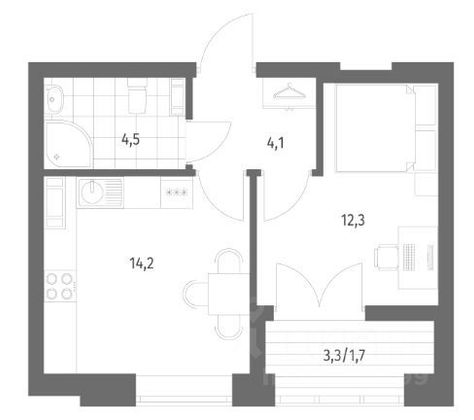 Продажа 1-комнатной квартиры 37 м², 4/7 этаж