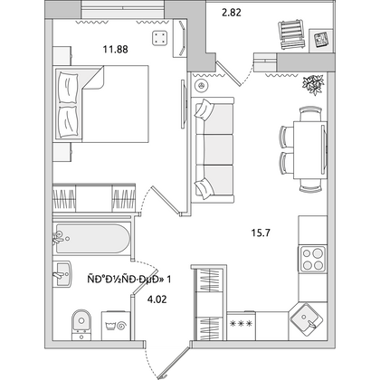 Продажа 1-комнатной квартиры 38,7 м², 9/16 этаж