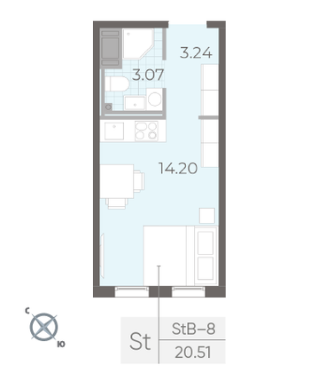 Продажа квартиры-студии 20,5 м², 15/17 этаж