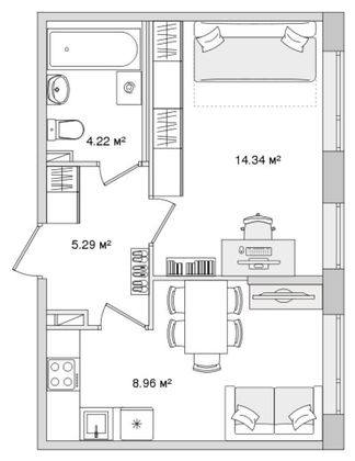 Продажа 1-комнатной квартиры 36,2 м², 1/14 этаж