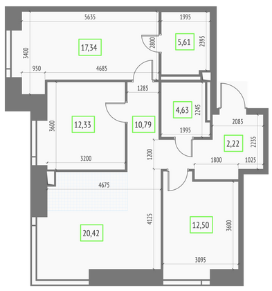 Продажа 3-комнатной квартиры 85,8 м², 18/57 этаж