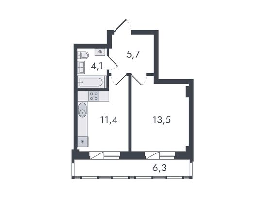 Продажа 1-комнатной квартиры 41 м², 1/16 этаж