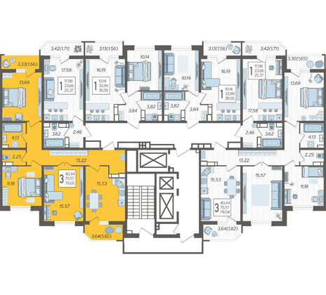 Продажа 3-комнатной квартиры 79,1 м², 17/23 этаж