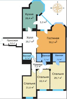 Продажа квартиры со свободной планировкой 215 м², 3/18 этаж