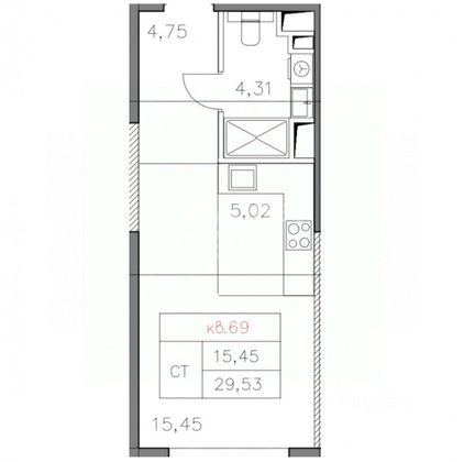 Продажа квартиры-студии 29,5 м², 9/30 этаж
