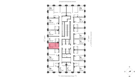 Продажа квартиры-студии 20,2 м², 33/43 этаж