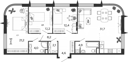 Продажа 3-комнатной квартиры 101,3 м², 12/18 этаж