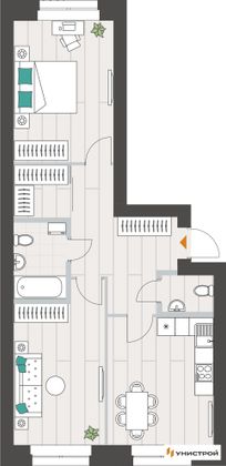 65,4 м², 2-комн. квартира, 7/10 этаж