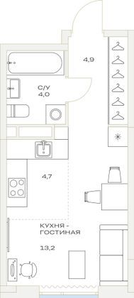 Продажа квартиры-студии 26,9 м², 16/23 этаж