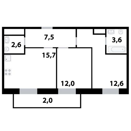 Продажа 2-комнатной квартиры 56 м², 20/25 этаж