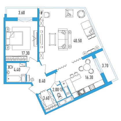 Продажа 2-комнатной квартиры 96,2 м², 24/24 этаж