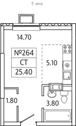 Продажа квартиры-студии 25,4 м², 13/20 этаж