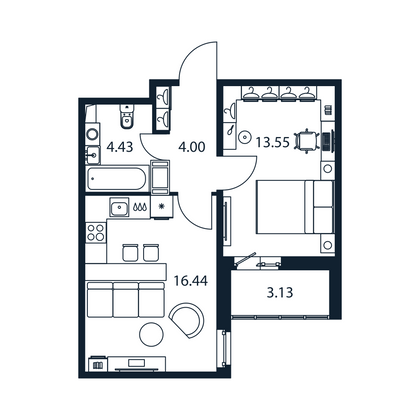 Продажа 1-комнатной квартиры 40 м², 8/12 этаж