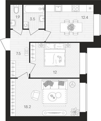 Продажа 2-комнатной квартиры 55,5 м², 3/10 этаж