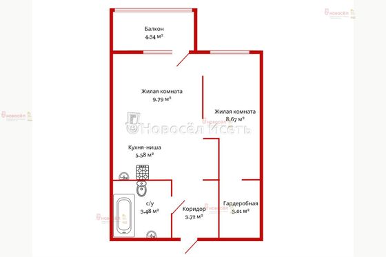 Продажа 2-комнатной квартиры 35 м², 11/17 этаж