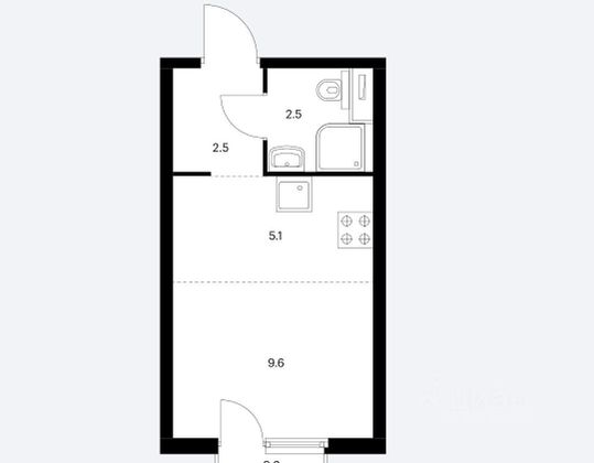 Продажа квартиры-студии 20,3 м², 3/33 этаж